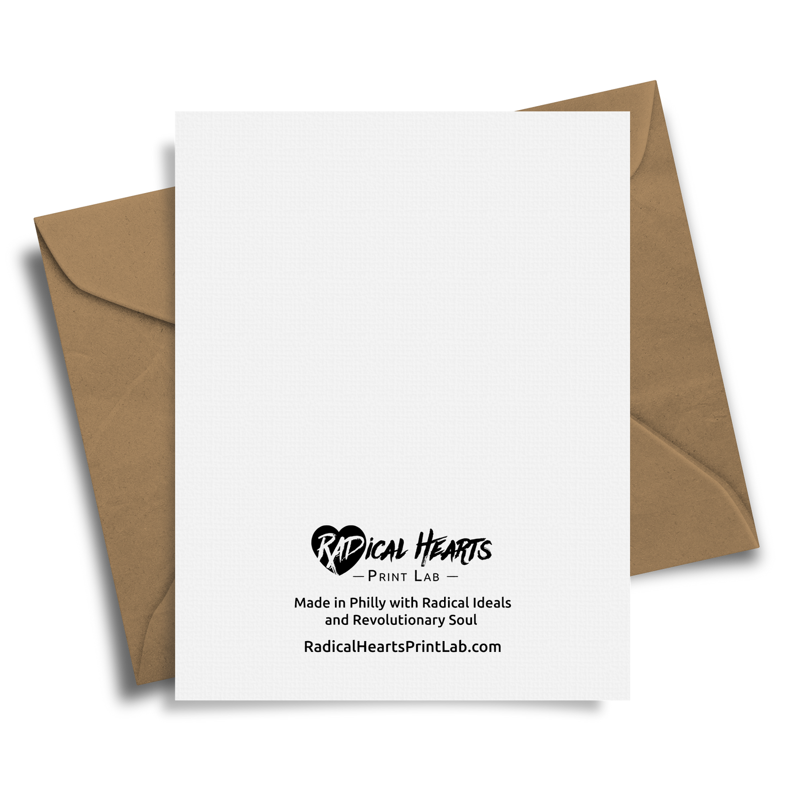 Colorful geometric patterned card with 'it's party time!' text on top of a brown envelope