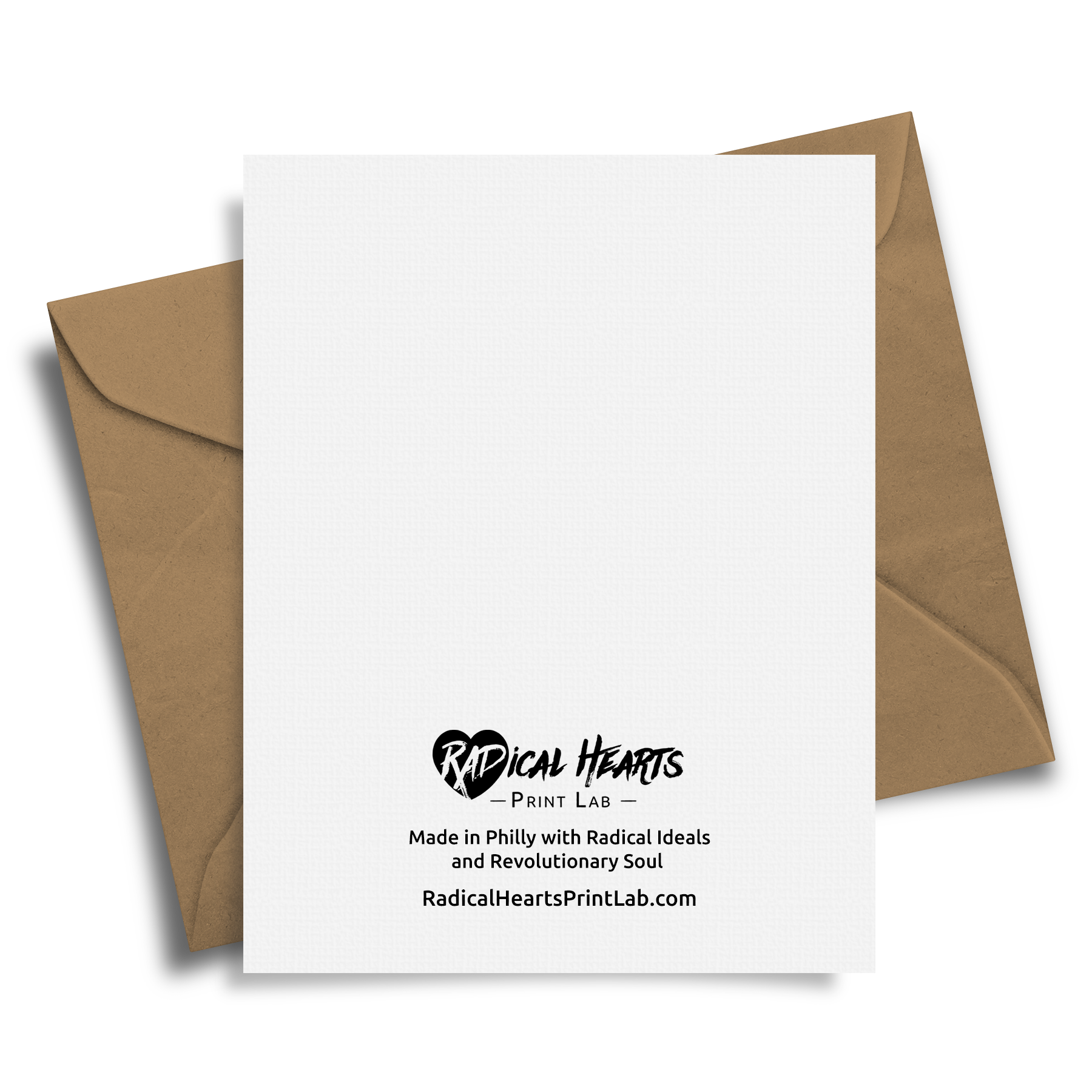 Colorful geometric patterned card with 'it's party time!' text on top of a brown envelope